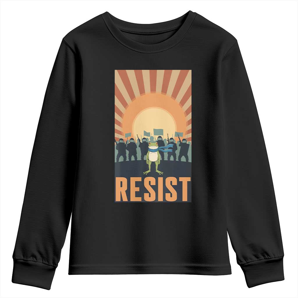 Frog Resist Youth Sweatshirt Bold Protest Free Portland TS02 Black Print Your Wear