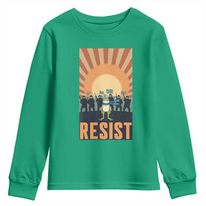 Frog Resist Youth Sweatshirt Bold Protest Free Portland TS02 Irish Green Print Your Wear