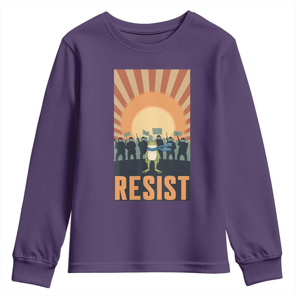 Frog Resist Youth Sweatshirt Bold Protest Free Portland TS02 Purple Print Your Wear
