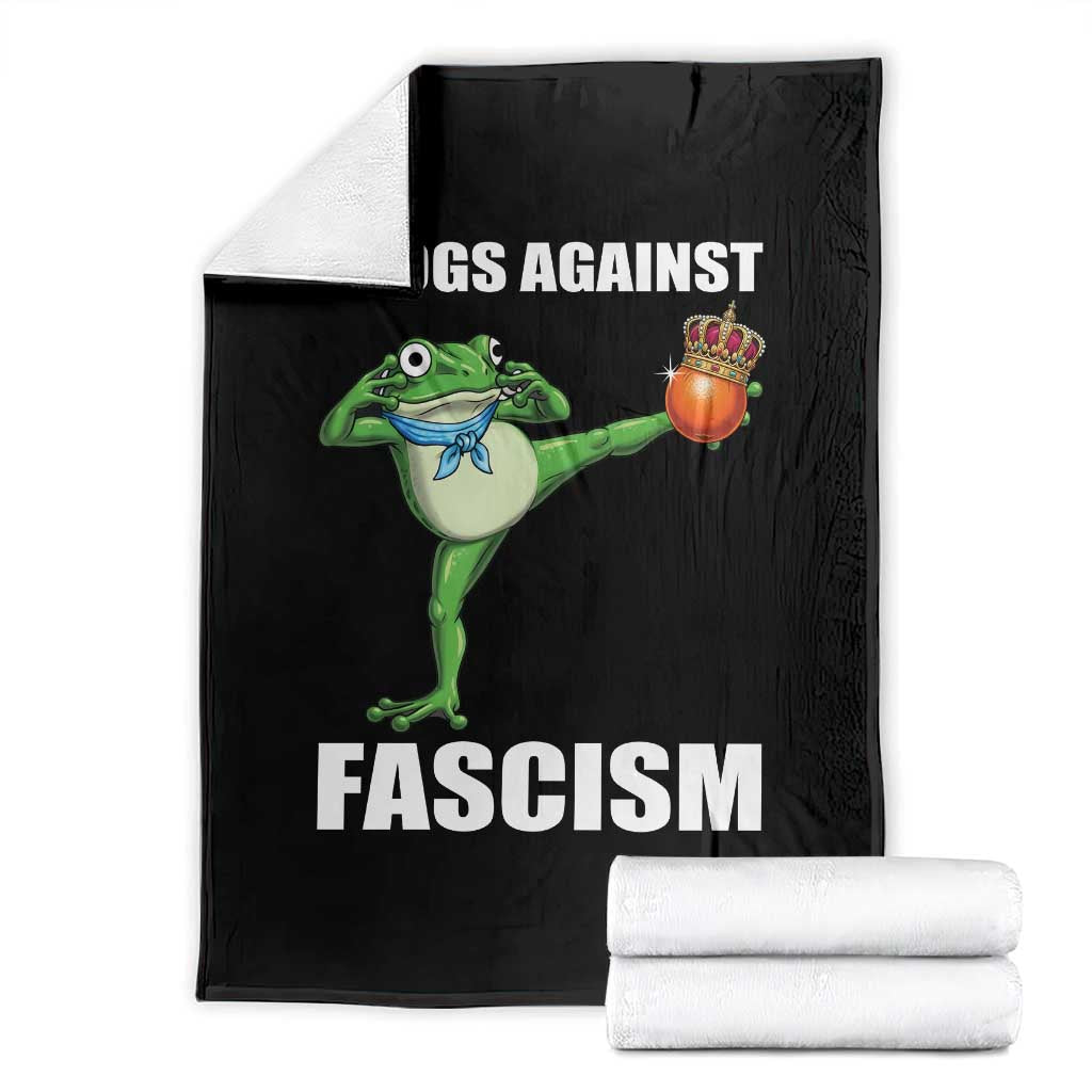 Frogs Against Fascism Throw Blanket No Fascist No Kings Funny Portland Frog Protest TS02 Black Print Your Wear
