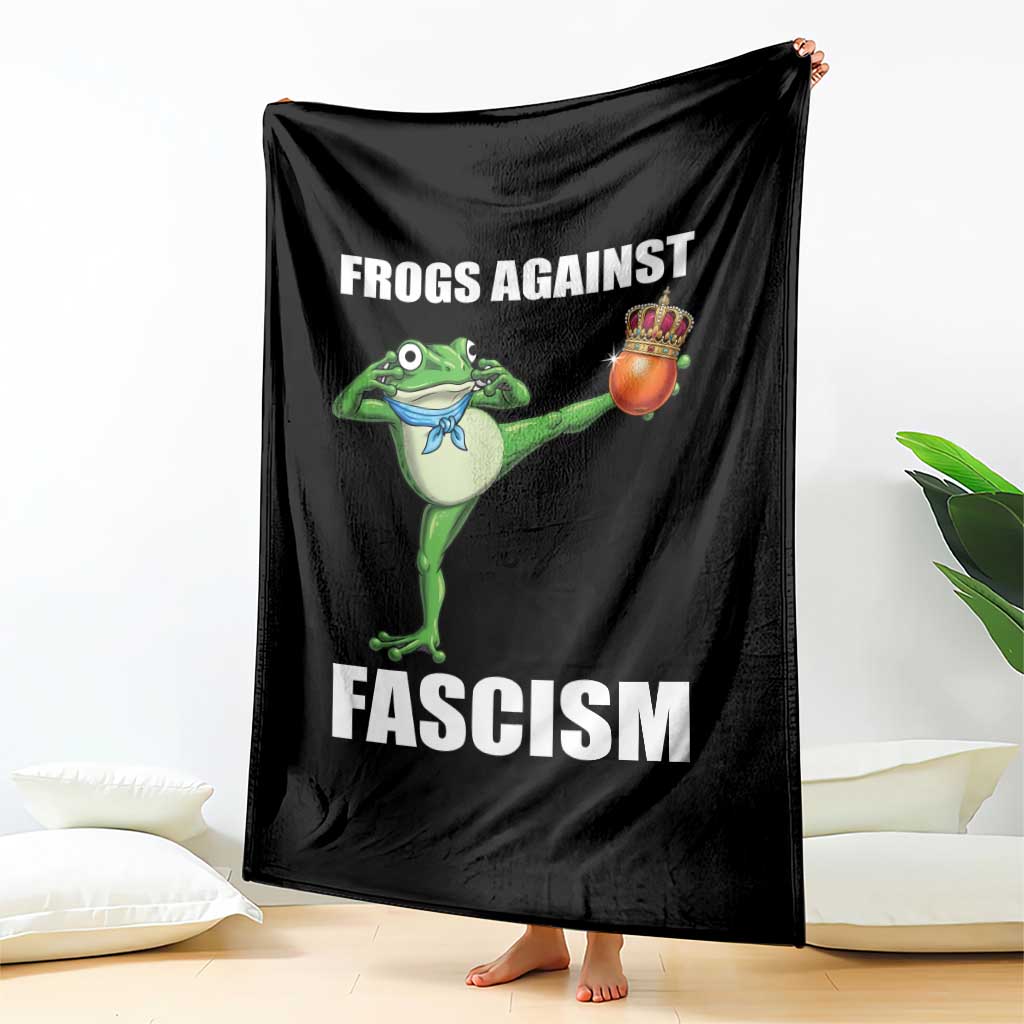 Frogs Against Fascism Throw Blanket No Fascist No Kings Funny Portland Frog Protest TS02 Print Your Wear