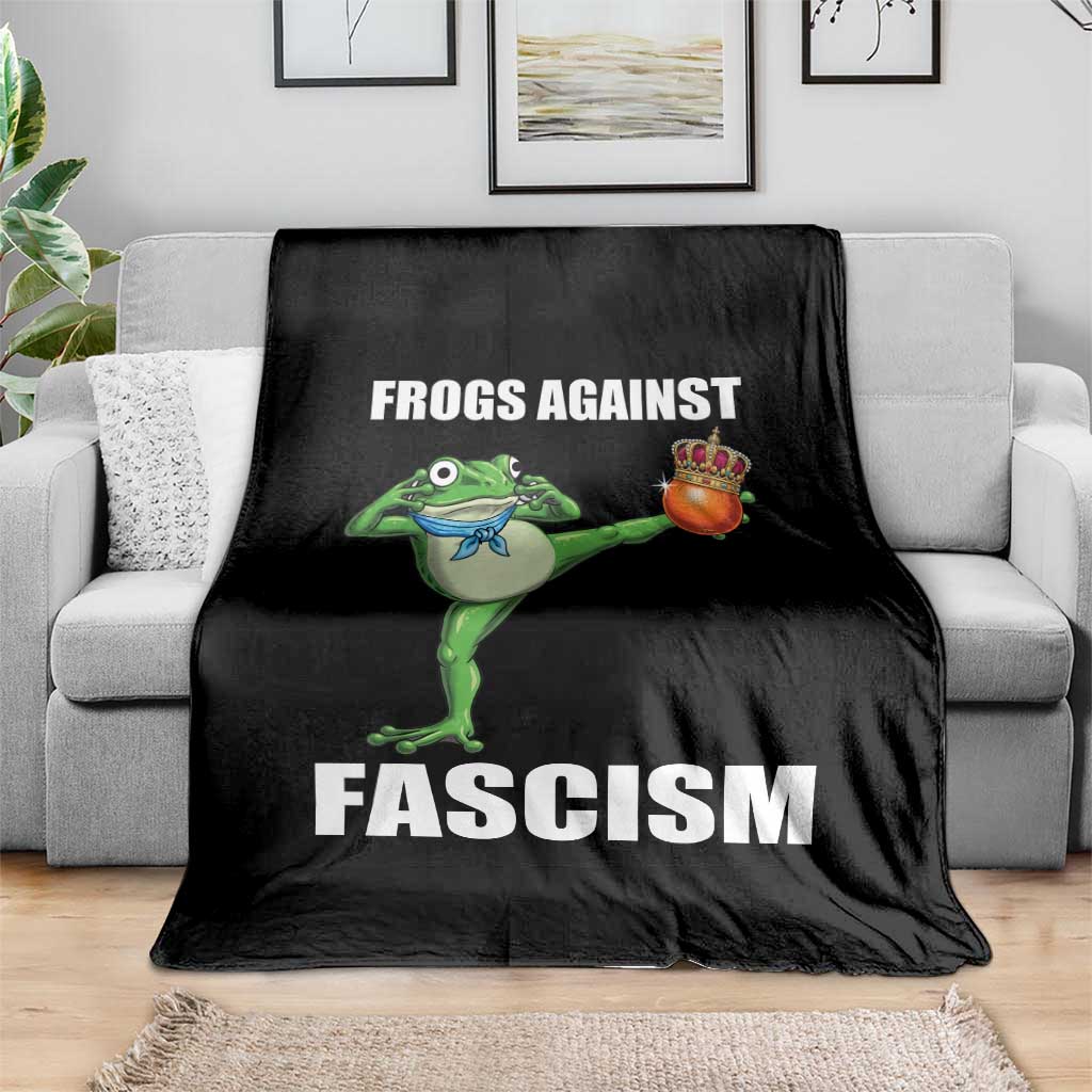 Frogs Against Fascism Throw Blanket No Fascist No Kings Funny Portland Frog Protest TS02 Print Your Wear