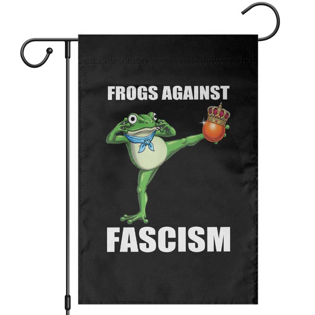 Frogs Against Fascism Garden Flag No Fascist No Kings Funny Portland Frog Protest TS02 Black Print Your Wear