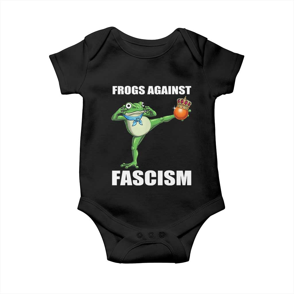 Frogs Against Fascism Baby Onesie No Fascist No Kings Funny Portland Frog Protest TS02 Black Print Your Wear