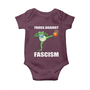 Frogs Against Fascism Baby Onesie No Fascist No Kings Funny Portland Frog Protest TS02 Maroon Print Your Wear