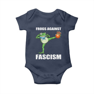 Frogs Against Fascism Baby Onesie No Fascist No Kings Funny Portland Frog Protest TS02 Navy Print Your Wear