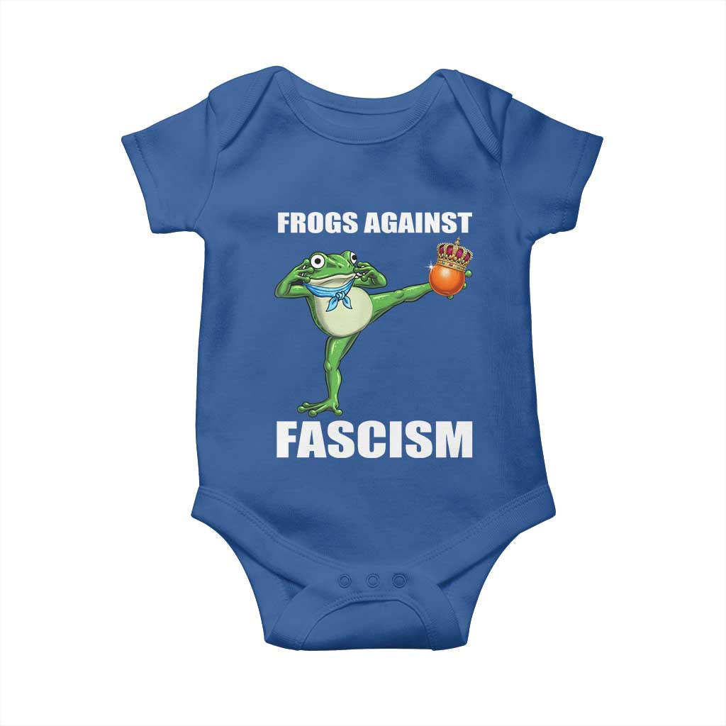 Frogs Against Fascism Baby Onesie No Fascist No Kings Funny Portland Frog Protest TS02 Royal Blue Print Your Wear