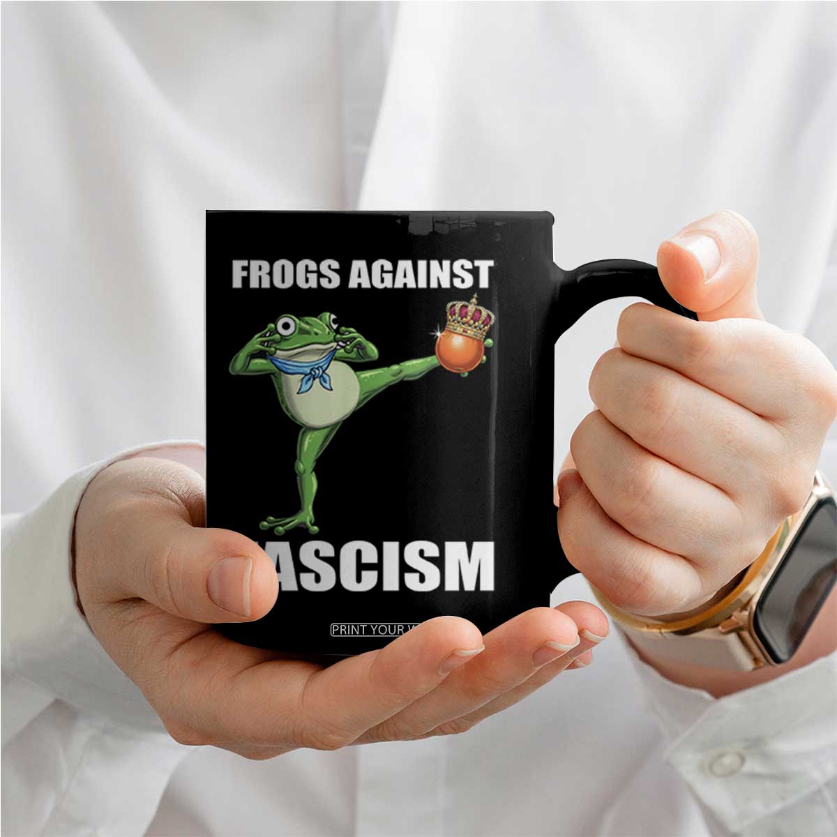 Frogs Against Fascism Coffee Mug No Fascist No Kings Funny Portland Frog Protest TS02 Print Your Wear