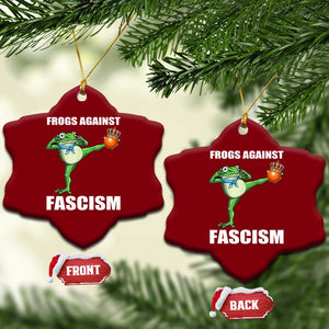 Frogs Against Fascism Ceramic Ornament No Fascist No Kings Funny Portland Frog Protest - Print Your Wear