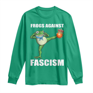 Frogs Against Fascism Long Sleeve Shirt No Fascist No Kings Funny Portland Frog Protest TS02 Irish Green Print Your Wear