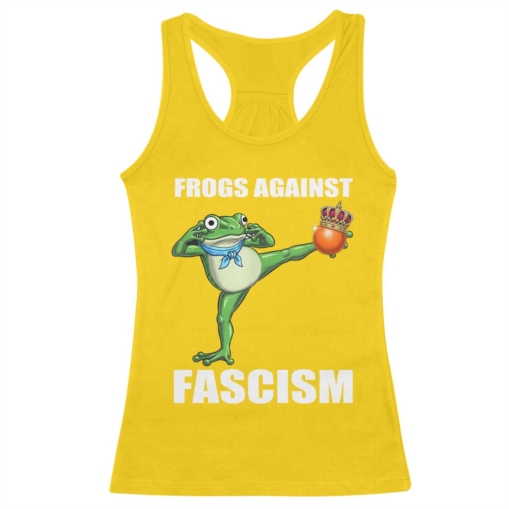 Frogs Against Fascism Racerback Tank Top No Fascist No Kings Funny Portland Frog Protest TS02 Daisy Print Your Wear