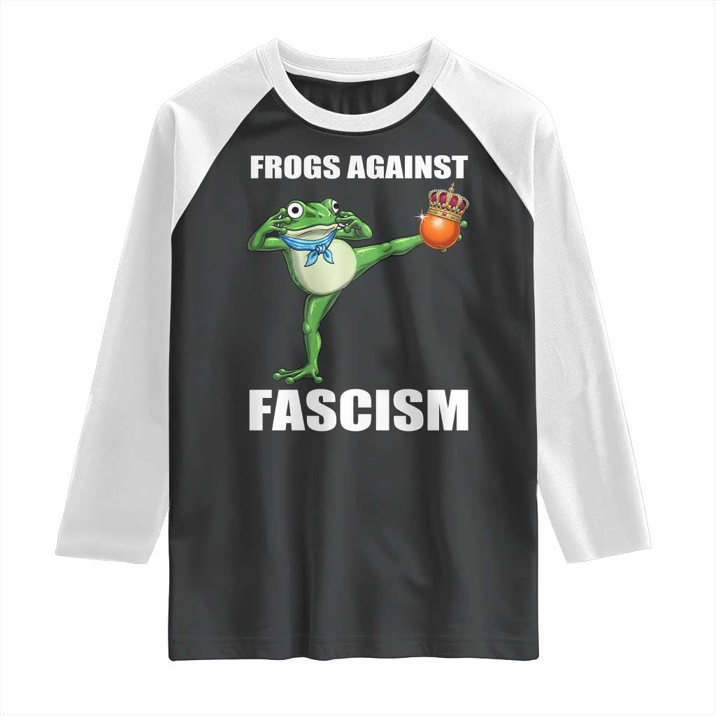 Frogs Against Fascism Raglan Shirt No Fascist No Kings Funny Portland Frog Protest TS02 Black White Print Your Wear