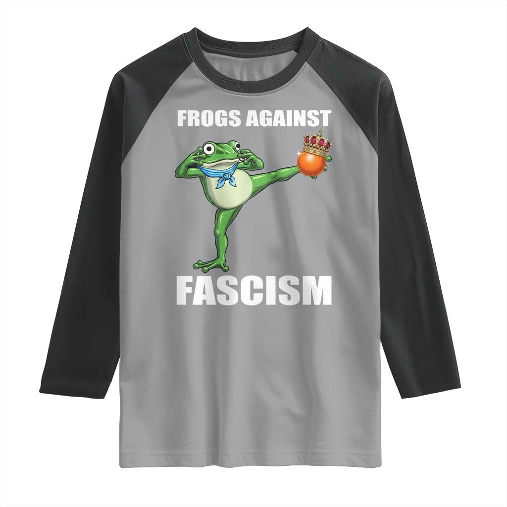 Frogs Against Fascism Raglan Shirt No Fascist No Kings Funny Portland Frog Protest TS02 Sport Gray Black Print Your Wear