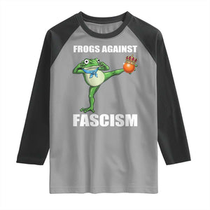 Frogs Against Fascism Raglan Shirt No Fascist No Kings Funny Portland Frog Protest TS02 Sport Gray Black Print Your Wear