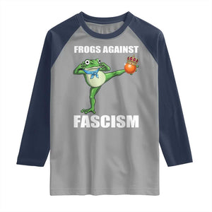Frogs Against Fascism Raglan Shirt No Fascist No Kings Funny Portland Frog Protest TS02 Sport Gray Navy Print Your Wear