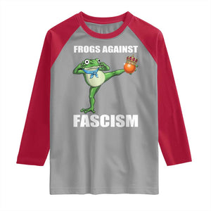 Frogs Against Fascism Raglan Shirt No Fascist No Kings Funny Portland Frog Protest TS02 Sport Gray Red Print Your Wear