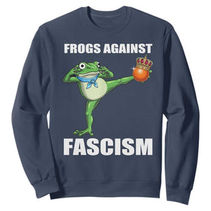 Frogs Against Fascism Sweatshirt No Fascist No Kings Funny Portland Frog Protest TS02 Navy Print Your Wear