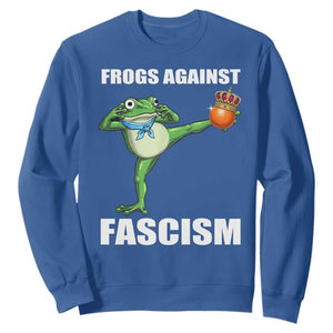 Frogs Against Fascism Sweatshirt No Fascist No Kings Funny Portland Frog Protest TS02 Royal Blue Print Your Wear