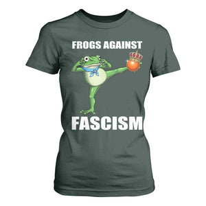 Frogs Against Fascism T Shirt For Women No Fascist No Kings Funny Portland Frog Protest TS02 Dark Forest Green Print Your Wear
