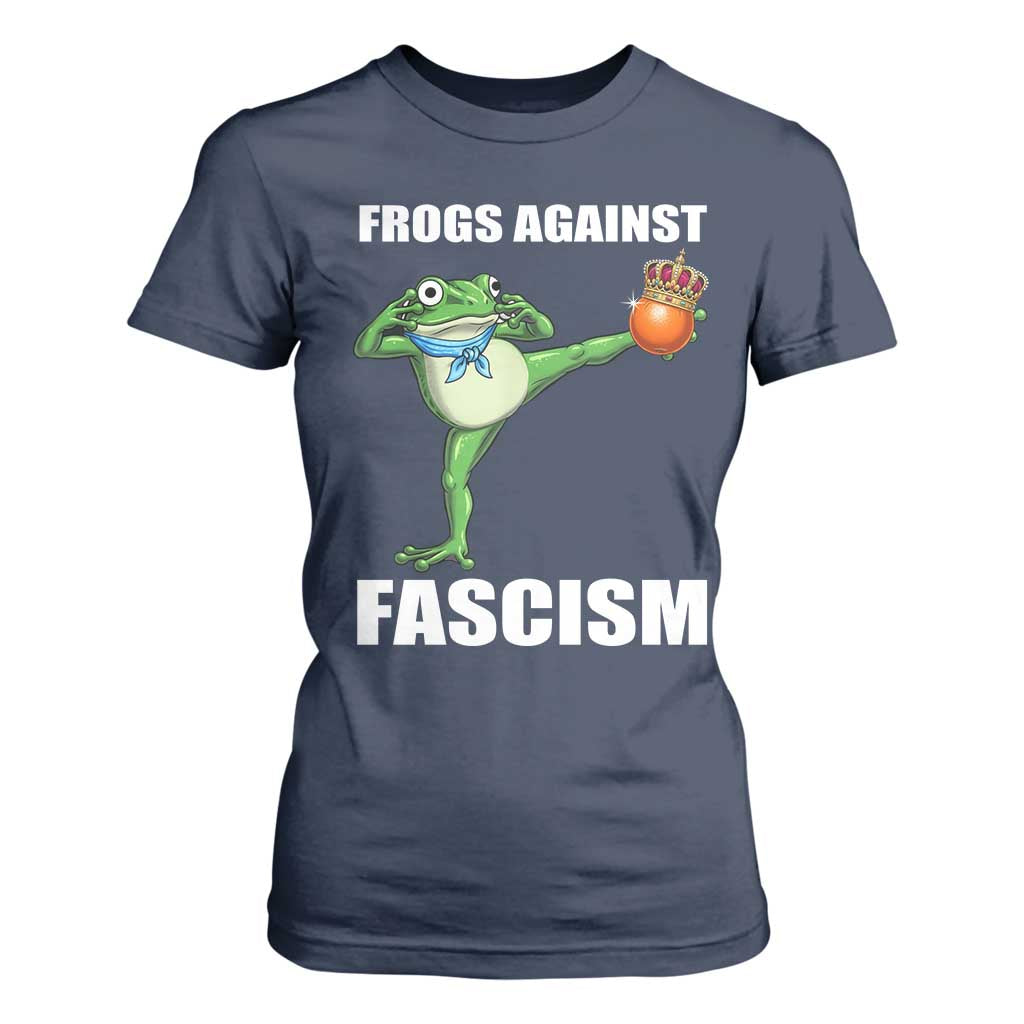 Frogs Against Fascism T Shirt For Women No Fascist No Kings Funny Portland Frog Protest TS02 Navy Print Your Wear