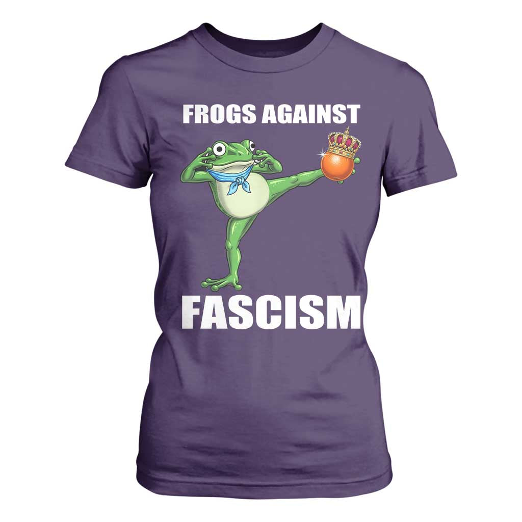 Frogs Against Fascism T Shirt For Women No Fascist No Kings Funny Portland Frog Protest TS02 Purple Print Your Wear