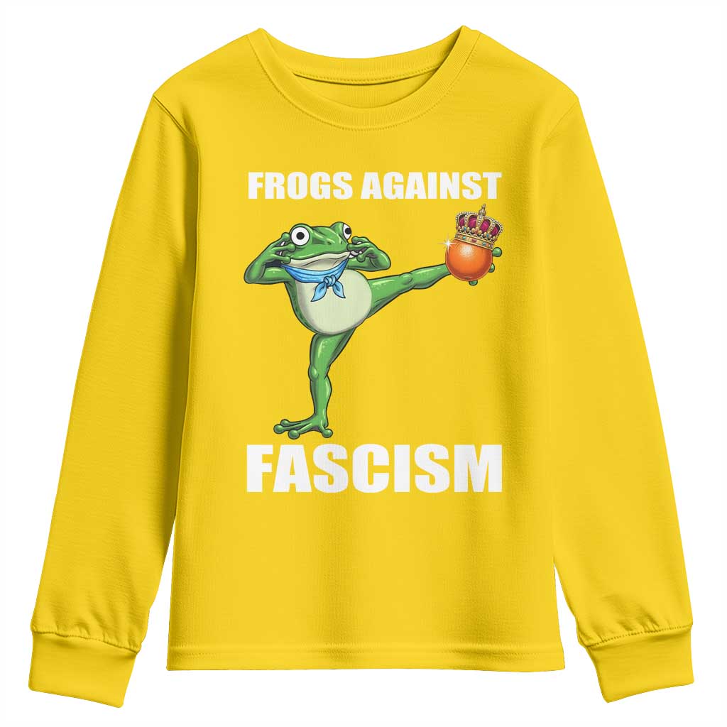 Frogs Against Fascism Youth Sweatshirt No Fascist No Kings Funny Portland Frog Protest TS02 Daisy Print Your Wear