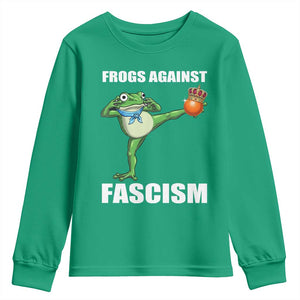 Frogs Against Fascism Youth Sweatshirt No Fascist No Kings Funny Portland Frog Protest TS02 Irish Green Print Your Wear
