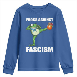 Frogs Against Fascism Youth Sweatshirt No Fascist No Kings Funny Portland Frog Protest TS02 Royal Blue Print Your Wear