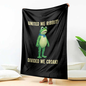 United We Ribbit Frog Protest Throw Blanket Divided We Croak Free Portland Resist 2025 TS02 Print Your Wear