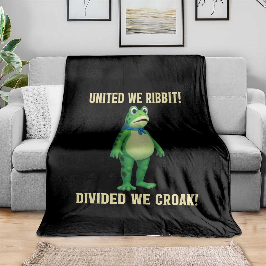 United We Ribbit Frog Protest Throw Blanket Divided We Croak Free Portland Resist 2025 TS02 Print Your Wear