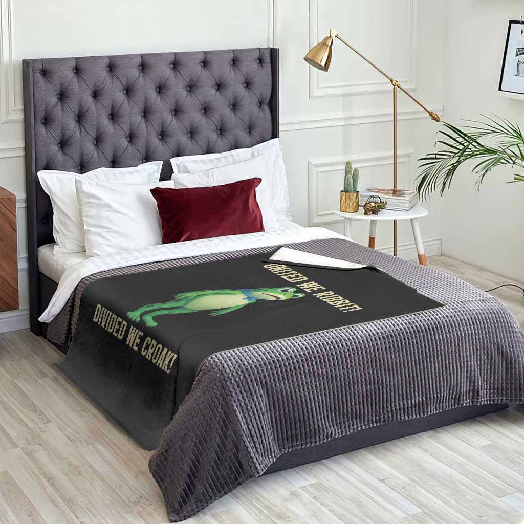 United We Ribbit Frog Protest Throw Blanket Divided We Croak Free Portland Resist 2025 TS02 Print Your Wear