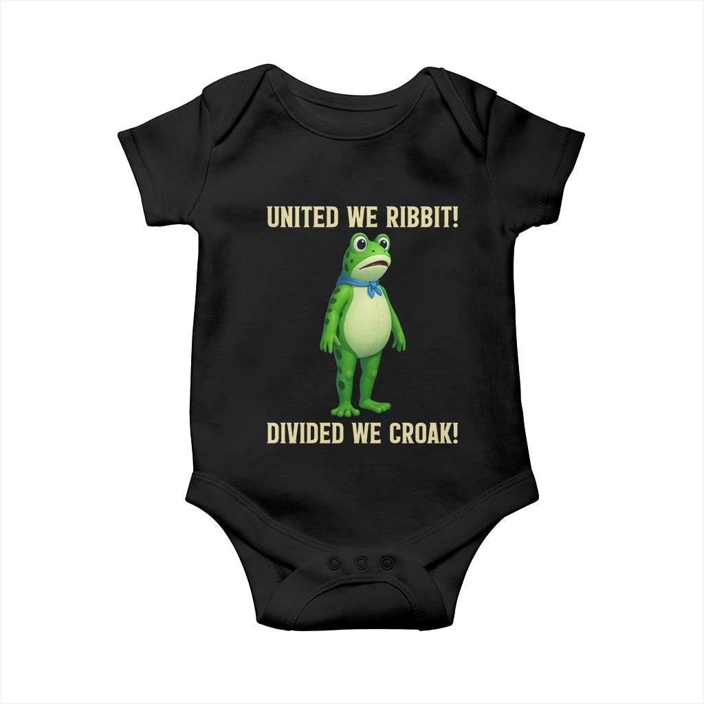 United We Ribbit Frog Protest Baby Onesie Divided We Croak Free Portland Resist 2025 TS02 Black Print Your Wear