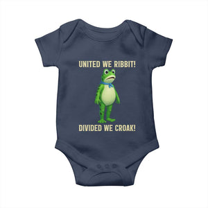 United We Ribbit Frog Protest Baby Onesie Divided We Croak Free Portland Resist 2025 TS02 Navy Print Your Wear