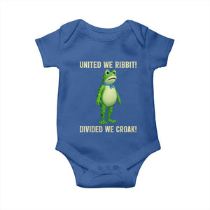 United We Ribbit Frog Protest Baby Onesie Divided We Croak Free Portland Resist 2025 TS02 Royal Blue Print Your Wear