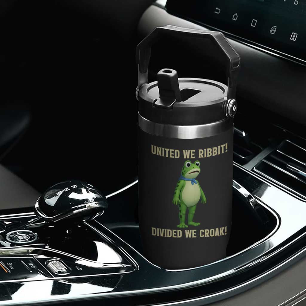 United We Ribbit Frog Protest Flip Straw Tumbler Divided We Croak Free Portland Resist 2025 TS02 Print Your Wear