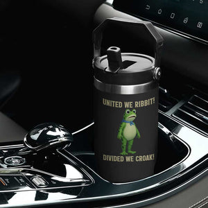 United We Ribbit Frog Protest Flip Straw Tumbler Divided We Croak Free Portland Resist 2025 TS02 Print Your Wear