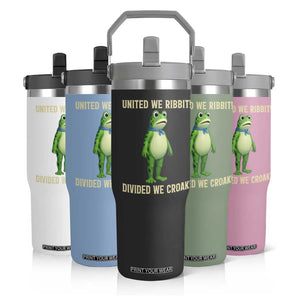 United We Ribbit Frog Protest Flip Straw Tumbler Divided We Croak Free Portland Resist 2025 TS02 Print Your Wear