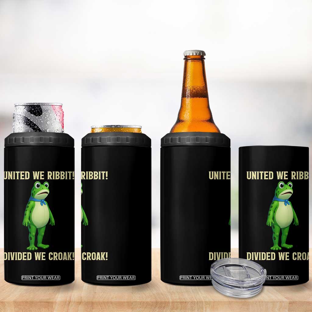 United We Ribbit Frog Protest 4 in 1 Can Cooler Tumbler Divided We Croak Free Portland Resist 2025 TS02 Print Your Wear