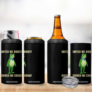 United We Ribbit Frog Protest 4 in 1 Can Cooler Tumbler Divided We Croak Free Portland Resist 2025 TS02 Print Your Wear