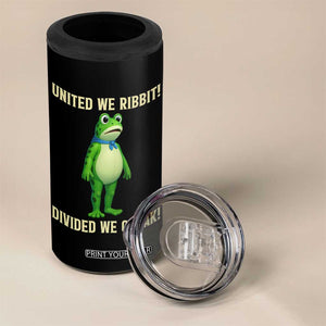 United We Ribbit Frog Protest 4 in 1 Can Cooler Tumbler Divided We Croak Free Portland Resist 2025 TS02 Print Your Wear