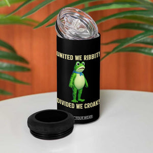 United We Ribbit Frog Protest 4 in 1 Can Cooler Tumbler Divided We Croak Free Portland Resist 2025 TS02 Print Your Wear