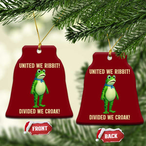 United We Ribbit Frog Protest Ceramic Ornament Divided We Croak Free Portland Resist 2025 TS02 Print Your Wear