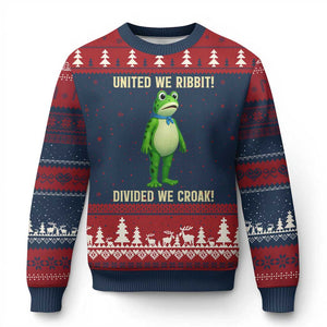 United We Ribbit Frog Protest Ugly Christmas Sweater Divided We Croak Free Portland Resist 2025 - Print Your Wear