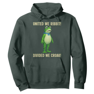 United We Ribbit Frog Protest Hoodie Divided We Croak Free Portland Resist 2025 TS02 Dark Forest Green Print Your Wear