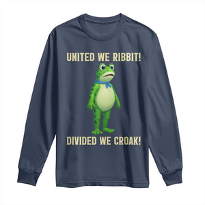 United We Ribbit Frog Protest Long Sleeve Shirt Divided We Croak Free Portland Resist 2025 TS02 Navy Print Your Wear