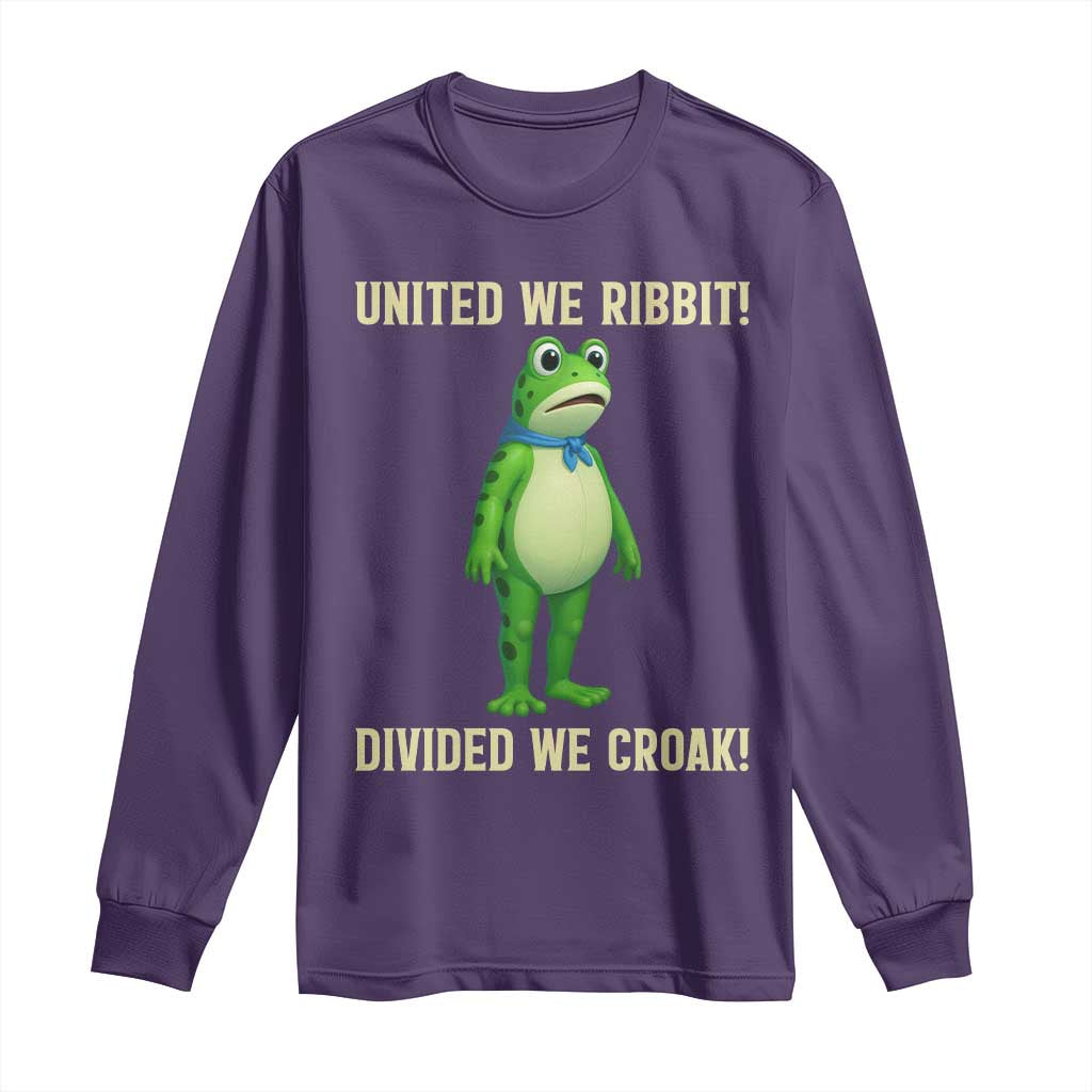 United We Ribbit Frog Protest Long Sleeve Shirt Divided We Croak Free Portland Resist 2025 TS02 Purple Print Your Wear