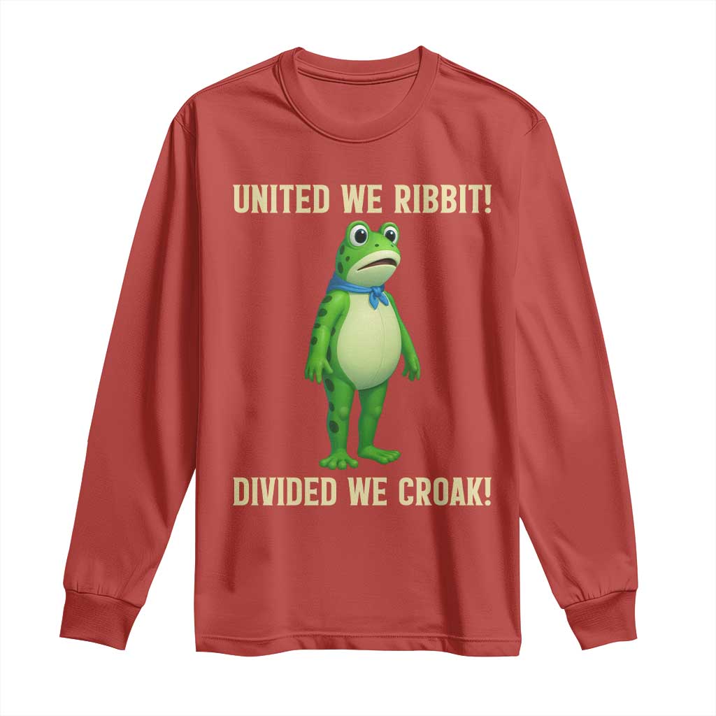 United We Ribbit Frog Protest Long Sleeve Shirt Divided We Croak Free Portland Resist 2025 TS02 Red Print Your Wear