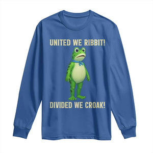 United We Ribbit Frog Protest Long Sleeve Shirt Divided We Croak Free Portland Resist 2025 TS02 Royal Blue Print Your Wear