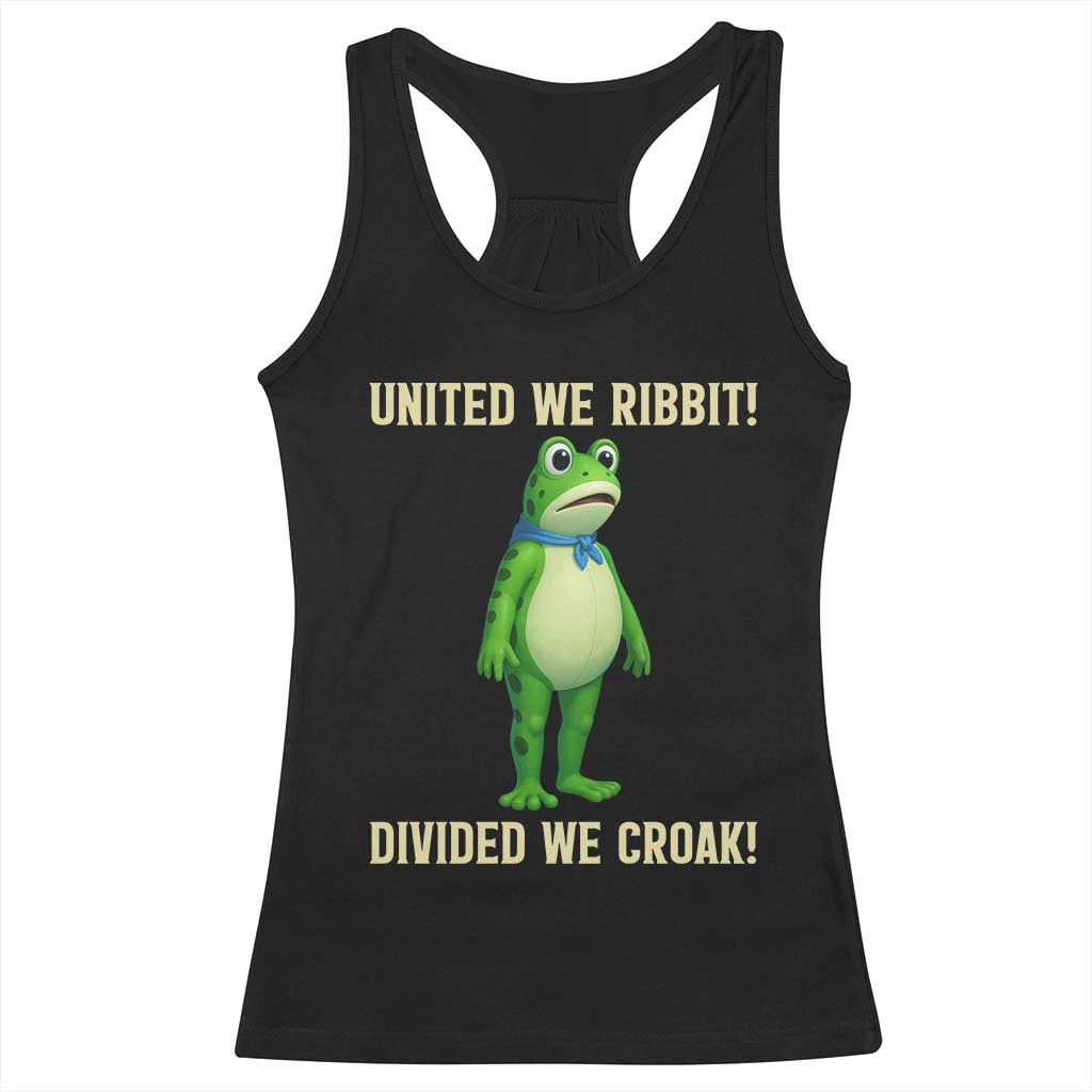 United We Ribbit Frog Protest Racerback Tank Top Divided We Croak Free Portland Resist 2025 TS02 Black Print Your Wear