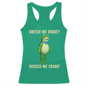 United We Ribbit Frog Protest Racerback Tank Top Divided We Croak Free Portland Resist 2025 TS02 Irish Green Print Your Wear